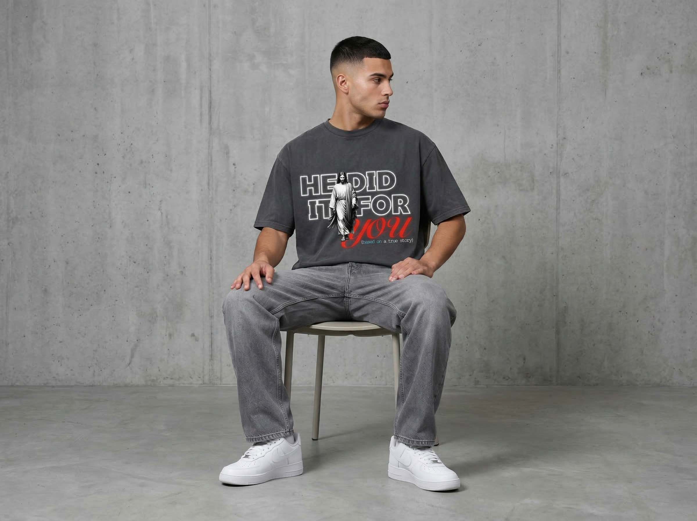 He did it for you - Premium Oversized Shirt
